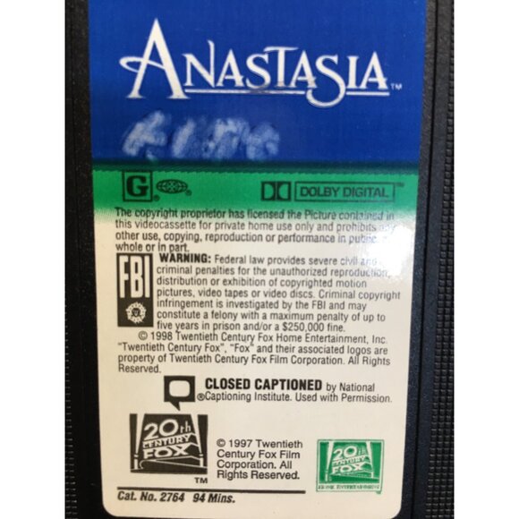 Anastasia VHS Tape Movie 1998 - 20th Century Fox - Clamshell Case - Picture 10 of 11